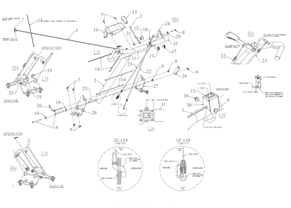 Handle Diagram and Parts List for RT45 (21AA40M8710)(2019) Cub Cadet Tiller